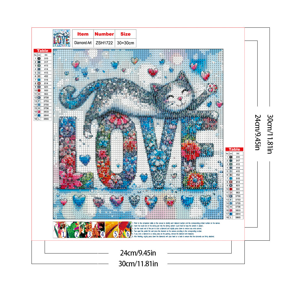 Love Cat - Full Round Drill Diamond Painting 30*30CM