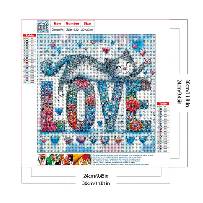 Love Cat - Full Round Drill Diamond Painting 30*30CM