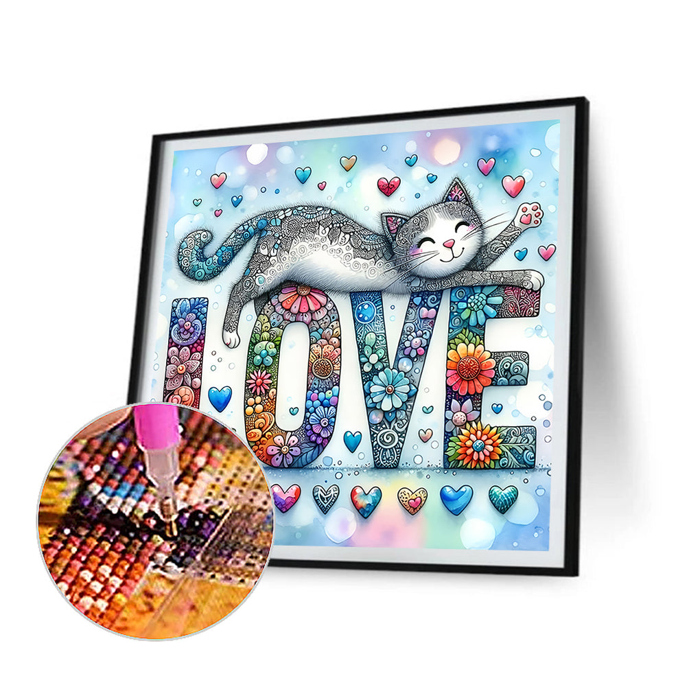 Love Cat - Full Round Drill Diamond Painting 30*30CM