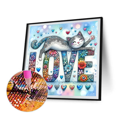 Love Cat - Full Round Drill Diamond Painting 30*30CM