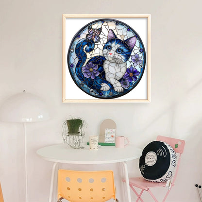 Cat And Butterfly - 11CT Stamped Cross Stitch 40*40CM