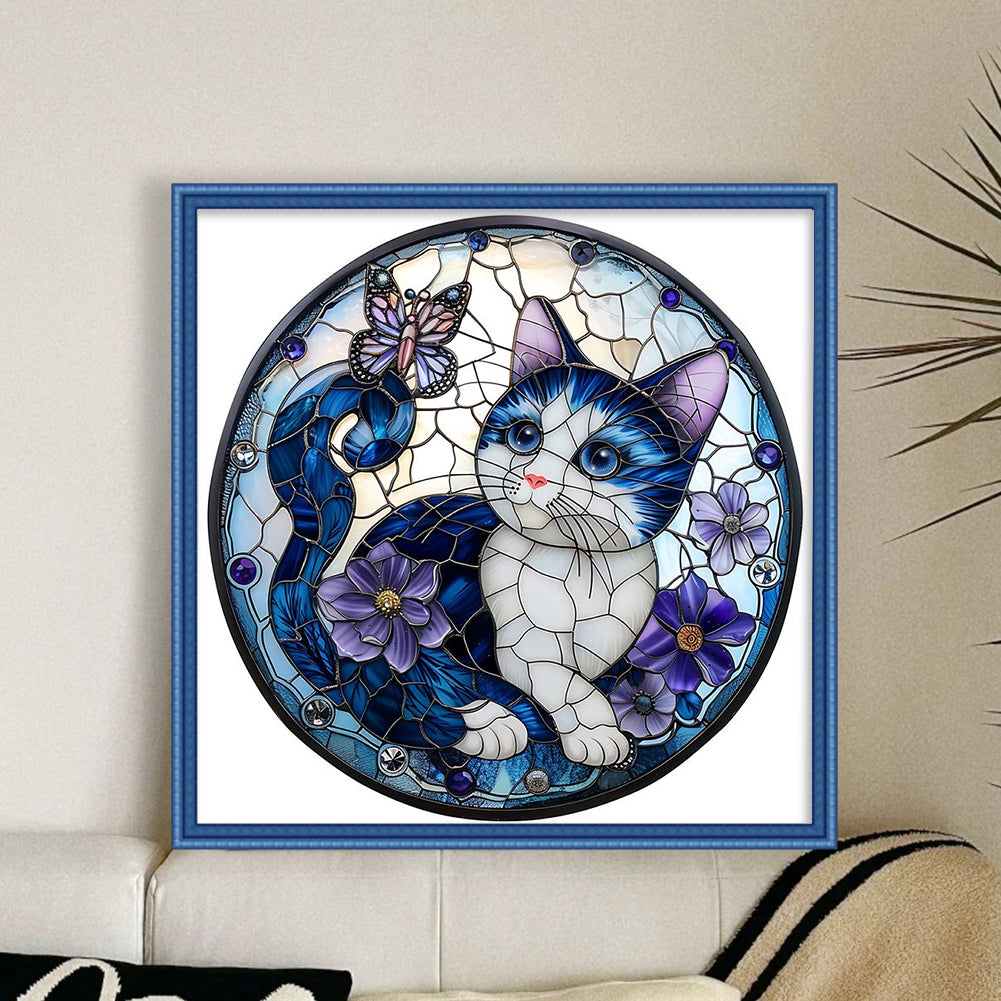 Cat And Butterfly - 11CT Stamped Cross Stitch 40*40CM
