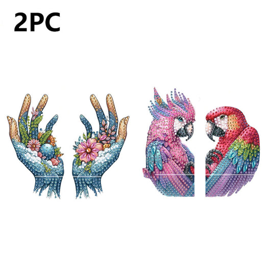 2pcs 2D Flat DIY Diamond Art Pendant Partial Drill Wall Decor for Home & Windows