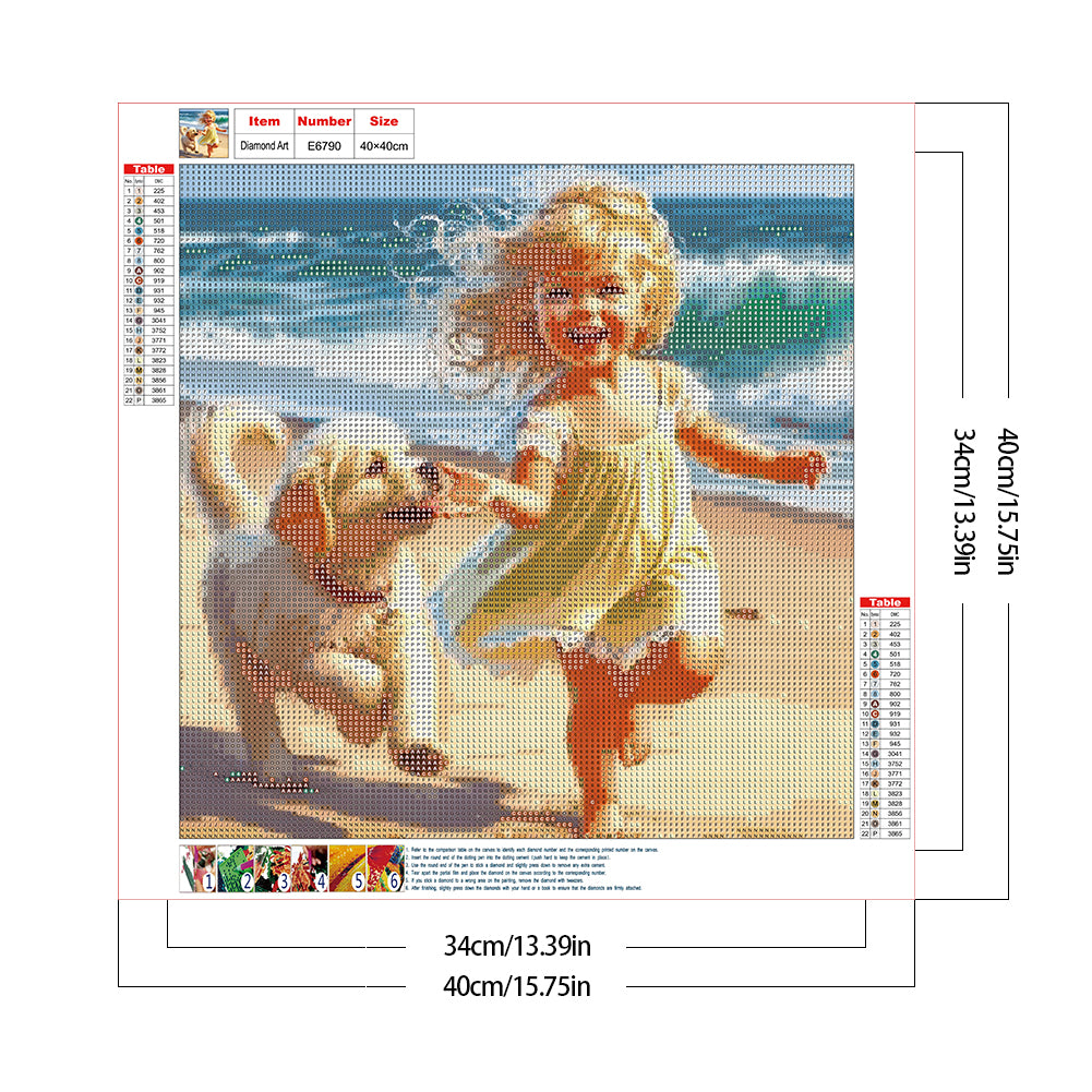 Child And Dog - Full Round Drill Diamond Painting 40*40CM