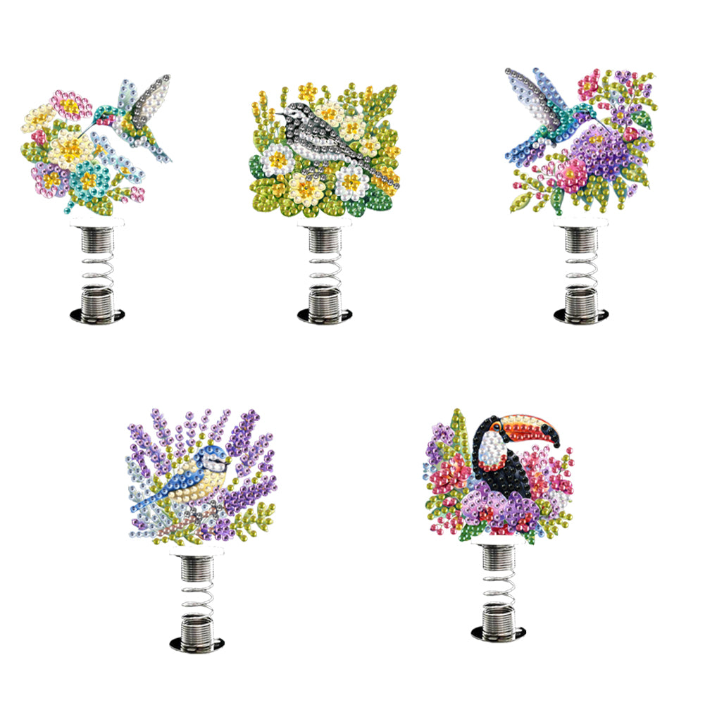 5PCS 2D Flat Animal Acrylic Decor Springs DIY Diamond Painting Shake Ornaments