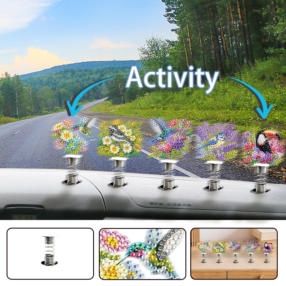 5PCS 2D Flat Animal Acrylic Decor Springs DIY Diamond Painting Shake Ornaments