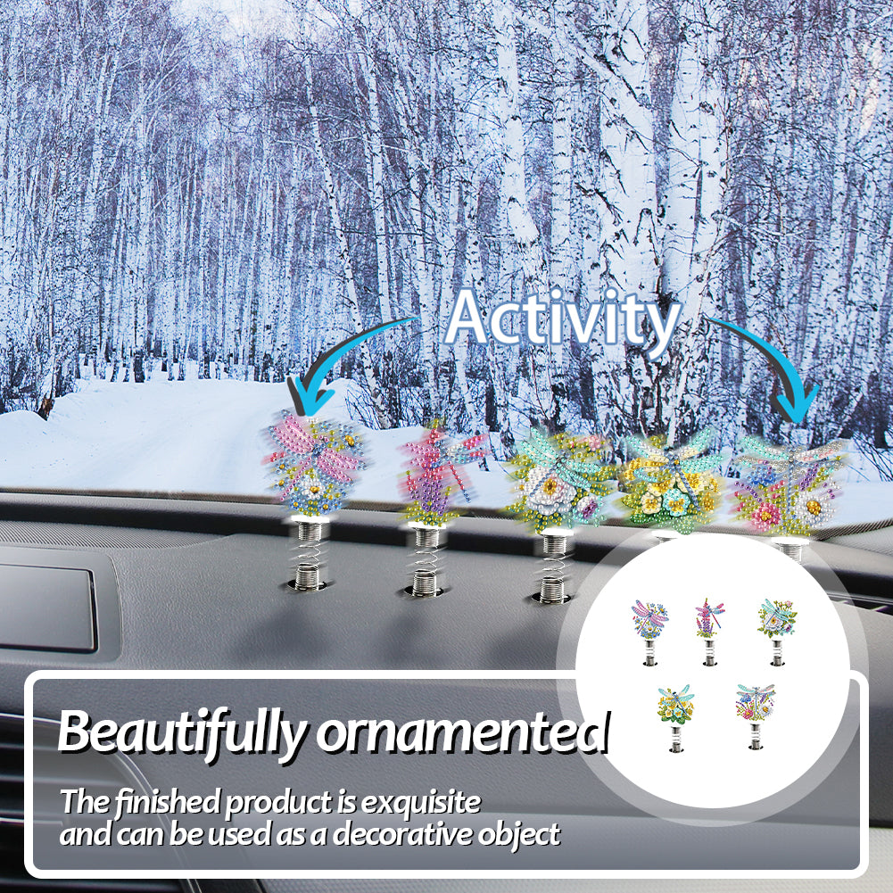 5PCS 2D Flat Animal Acrylic Decor Springs DIY Diamond Painting Shake Ornaments