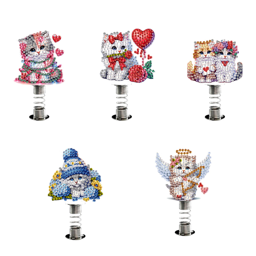 5PCS 2D Flat Animal Acrylic Decor Springs DIY Diamond Painting Shake Ornaments