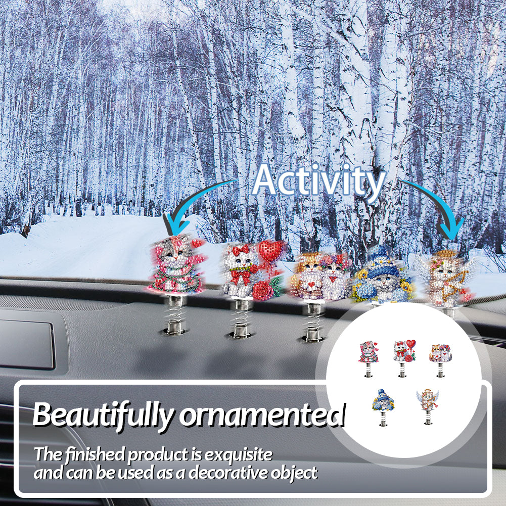 5PCS 2D Flat Animal Acrylic Decor Springs DIY Diamond Painting Shake Ornaments