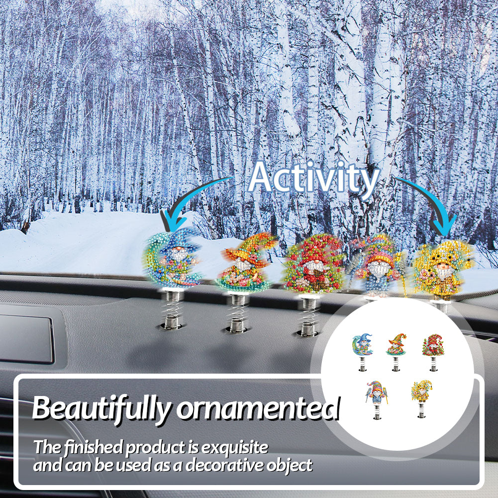5PCS 2D Flat Animal Acrylic Decor Springs DIY Diamond Painting Shake Ornaments