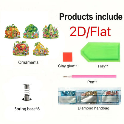 5PCS 2D Flat Animal Acrylic Decor Springs DIY Diamond Painting Shake Ornaments