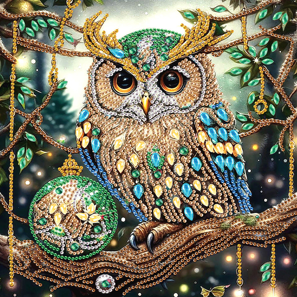 4Pcs Christmas Owl - Special Shaped Drill Diamond Painting 30*30CM