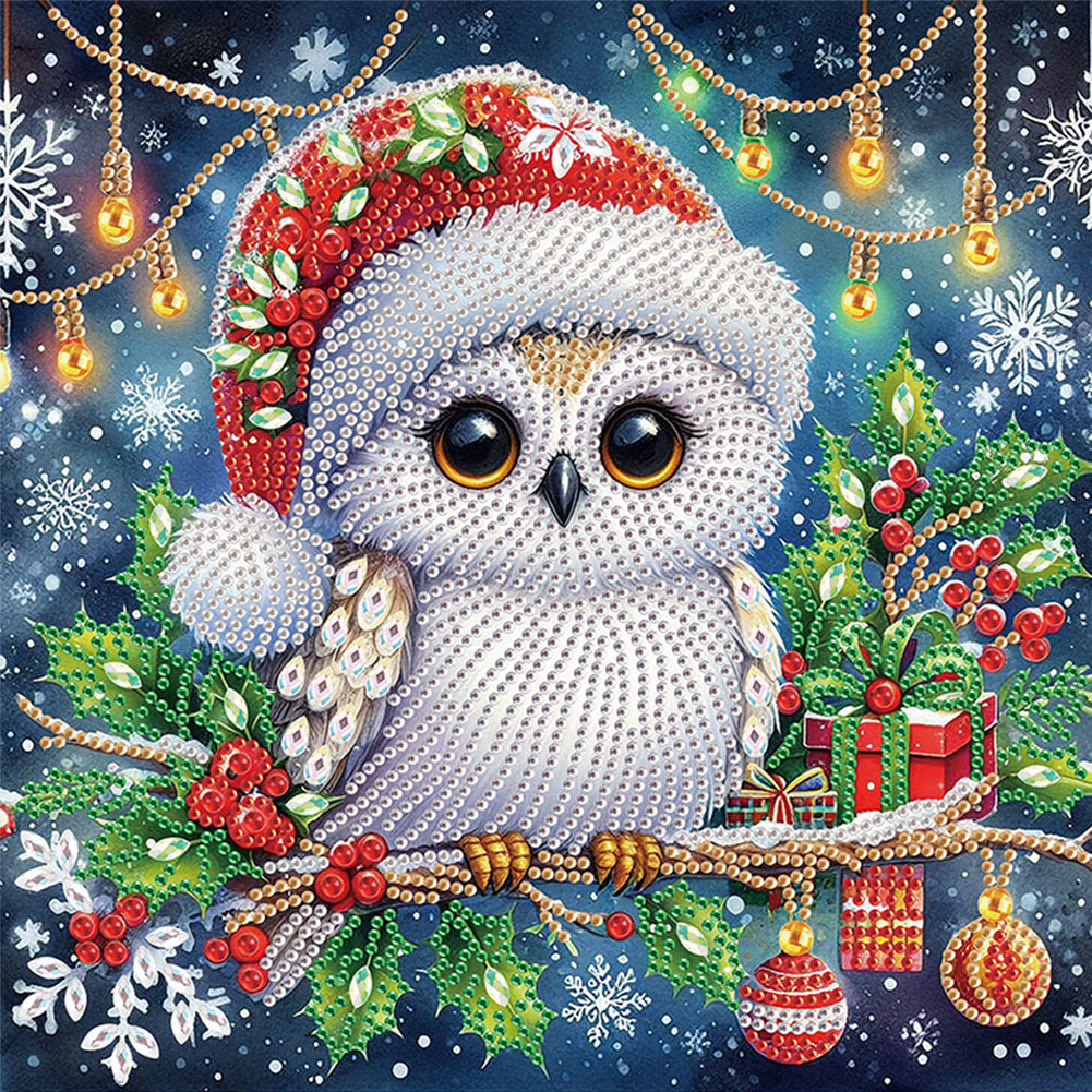 4Pcs Christmas Owl - Special Shaped Drill Diamond Painting 30*30CM