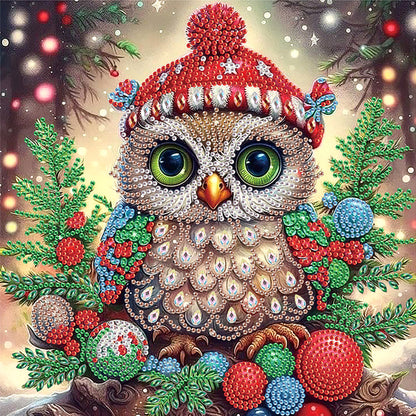4Pcs Christmas Owl - Special Shaped Drill Diamond Painting 30*30CM