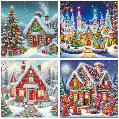 4Pcs Christmas House - Special Shaped Drill Diamond Painting 30*30CM