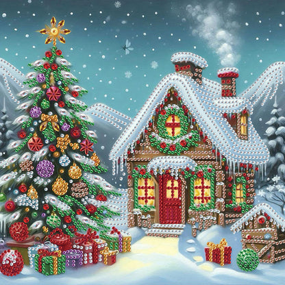 4Pcs Christmas House - Special Shaped Drill Diamond Painting 30*30CM