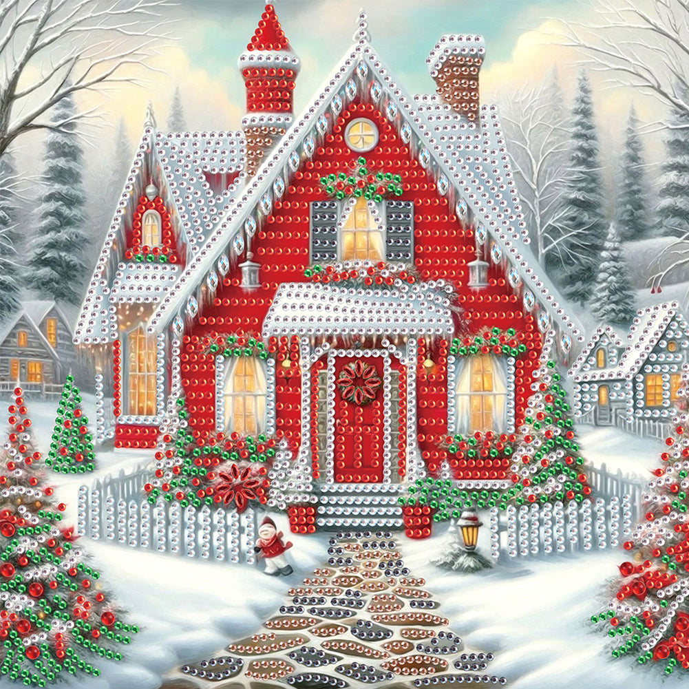 4Pcs Christmas House - Special Shaped Drill Diamond Painting 30*30CM