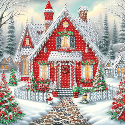 4Pcs Christmas House - Special Shaped Drill Diamond Painting 30*30CM