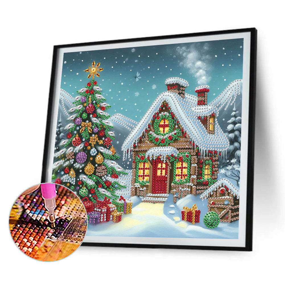4Pcs Christmas House - Special Shaped Drill Diamond Painting 30*30CM