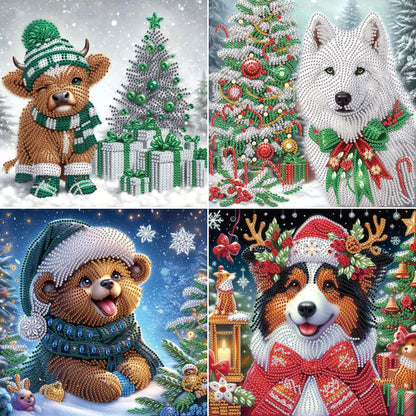 4Pcs Christmas Animal - Special Shaped Drill Diamond Painting 30*30CM
