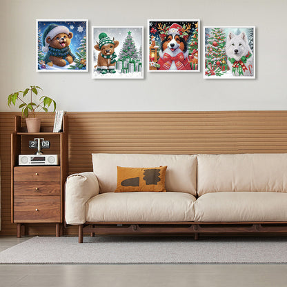 4Pcs Christmas Animal - Special Shaped Drill Diamond Painting 30*30CM