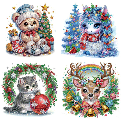 4Pcs Christmas Animal - Special Shaped Drill Diamond Painting 30*30CM