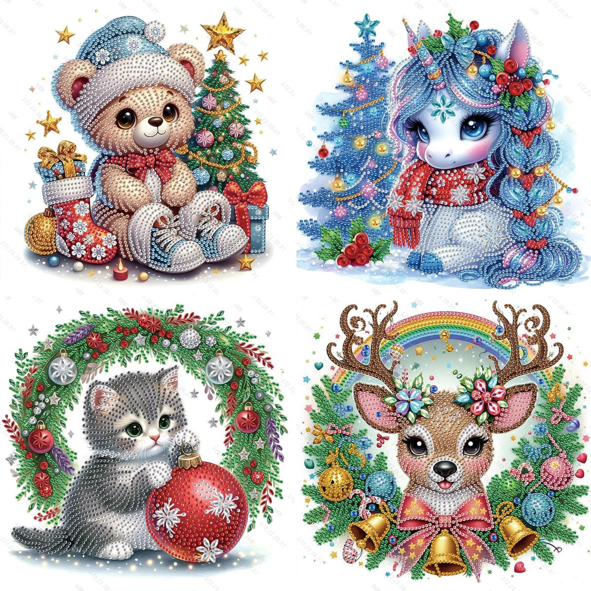 4Pcs Christmas Animal - Special Shaped Drill Diamond Painting 30*30CM