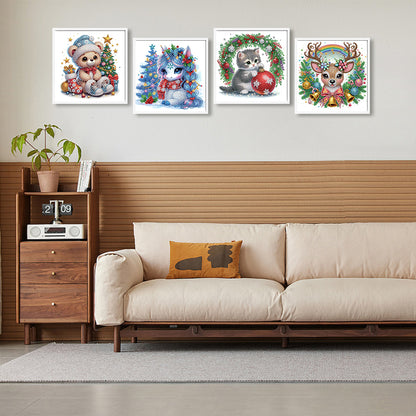 4Pcs Christmas Animal - Special Shaped Drill Diamond Painting 30*30CM