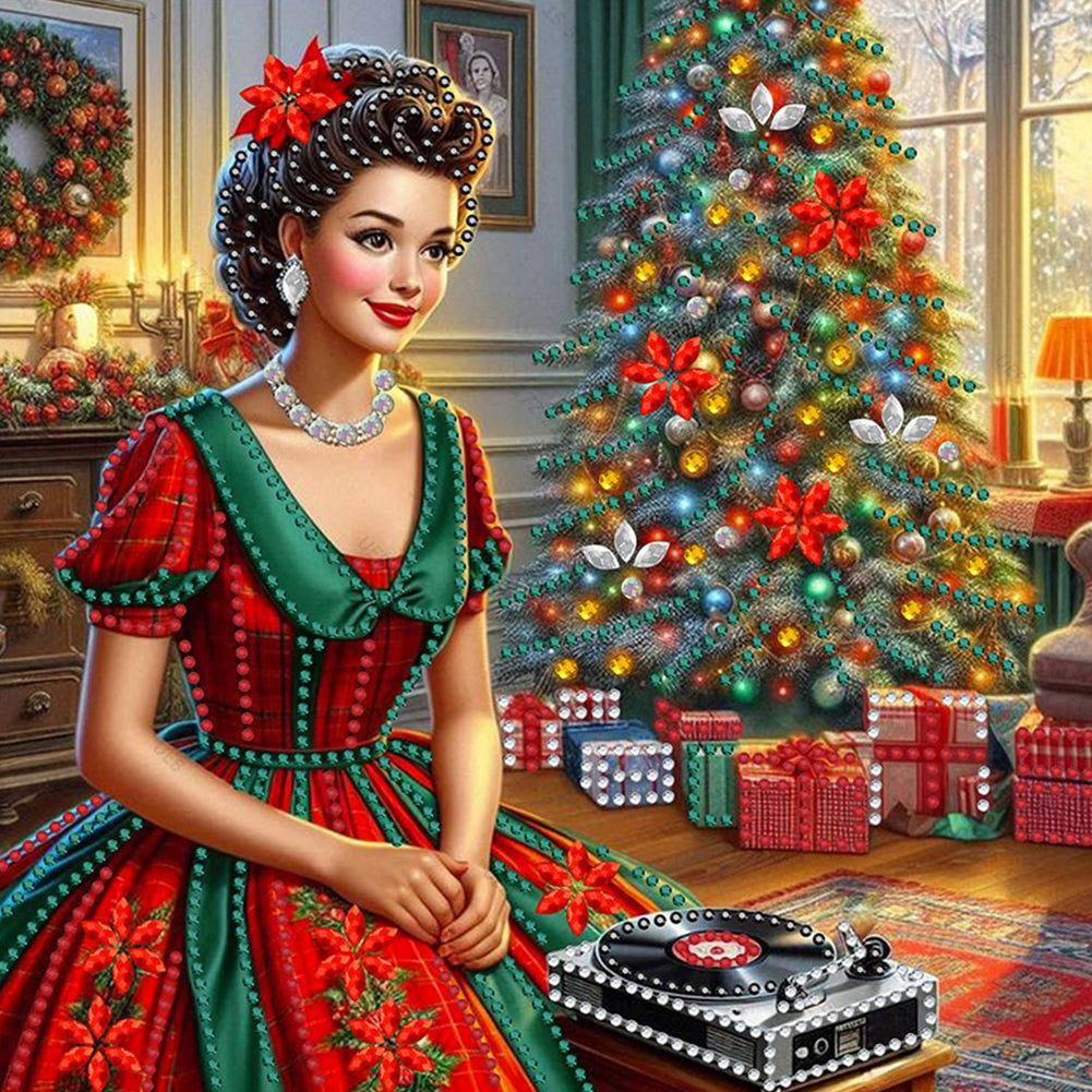 4Pcs Christmas Lady - Special Shaped Drill Diamond Painting 30*30CM