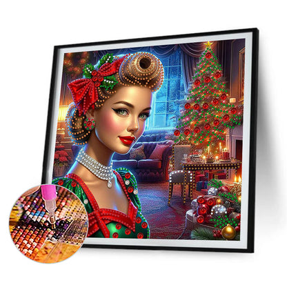 4Pcs Christmas Lady - Special Shaped Drill Diamond Painting 30*30CM