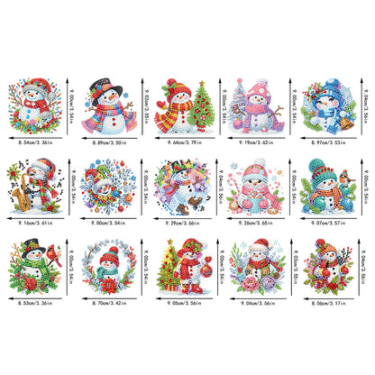 15pcs Xmas Theme 2D Flat DIY Hanging Diamond Art Kits Home Wall Decoration Craft