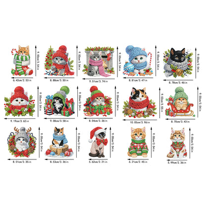 15pcs Xmas Theme 2D Flat DIY Hanging Diamond Art Kits Home Wall Decoration Craft