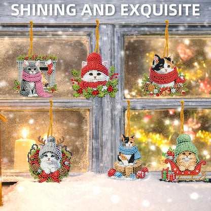 15pcs Xmas Theme 2D Flat DIY Hanging Diamond Art Kits Home Wall Decoration Craft