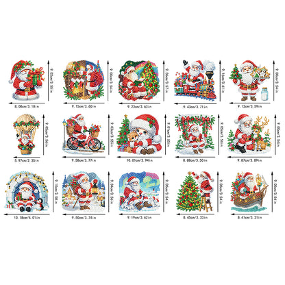 15pcs Xmas Theme 2D Flat DIY Hanging Diamond Art Kits Home Wall Decoration Craft