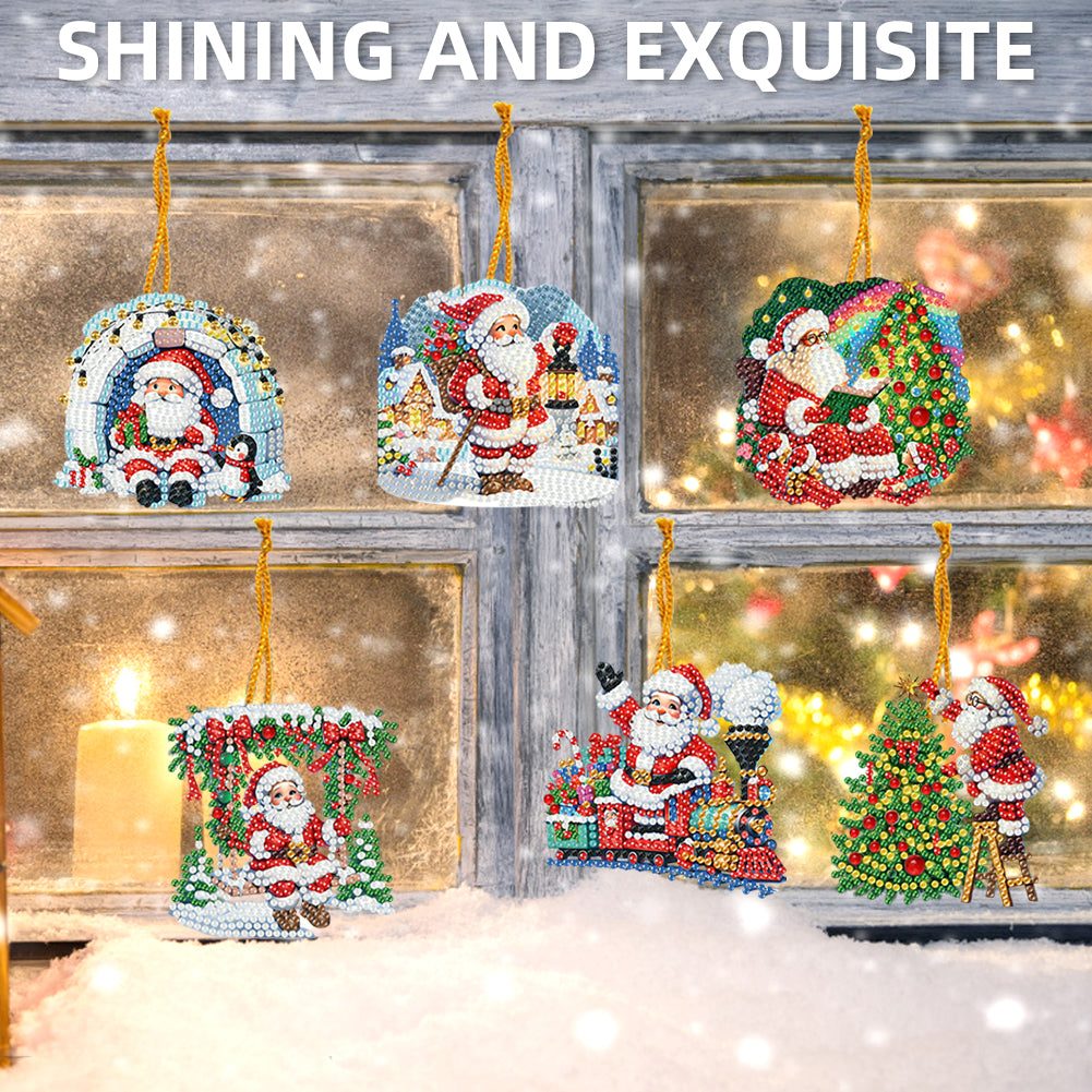 15pcs Xmas Theme 2D Flat DIY Hanging Diamond Art Kits Home Wall Decoration Craft