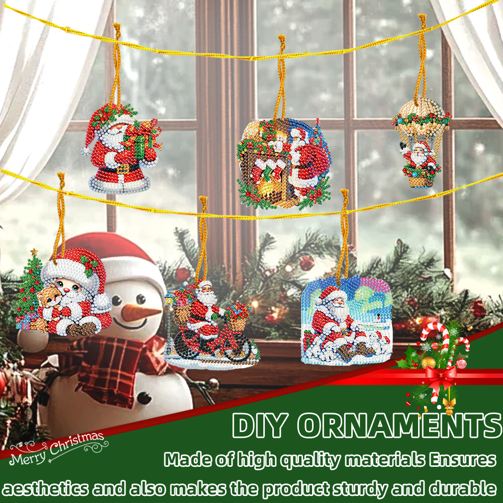 15pcs Xmas Theme 2D Flat DIY Hanging Diamond Art Kits Home Wall Decoration Craft