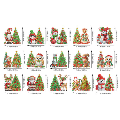 15pcs Xmas Theme 2D Flat DIY Hanging Diamond Art Kits Home Wall Decoration Craft