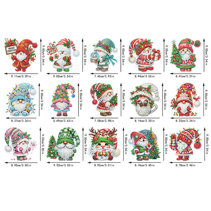 15pcs Xmas Theme 2D Flat DIY Hanging Diamond Art Kits Home Wall Decoration Craft