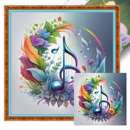 Colored Musical Notes - 11CT Stamped Cross Stitch 45*45CM