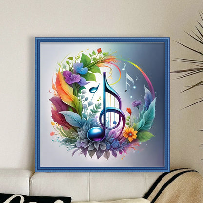 Colored Musical Notes - 11CT Stamped Cross Stitch 45*45CM