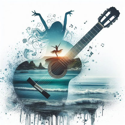 Guitar Girl - 11CT Stamped Cross Stitch 45*45CM