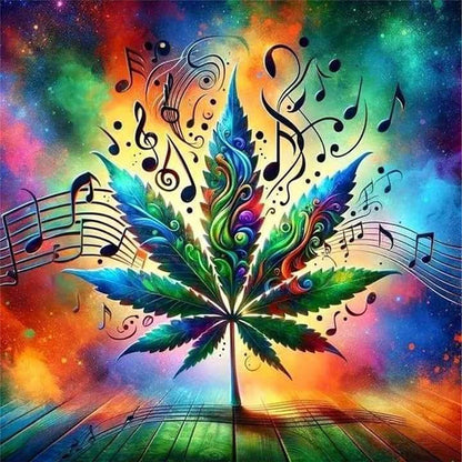 Music Maple Leaf - 11CT Stamped Cross Stitch 45*45CM