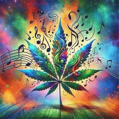 Music Maple Leaf - 11CT Stamped Cross Stitch 45*45CM