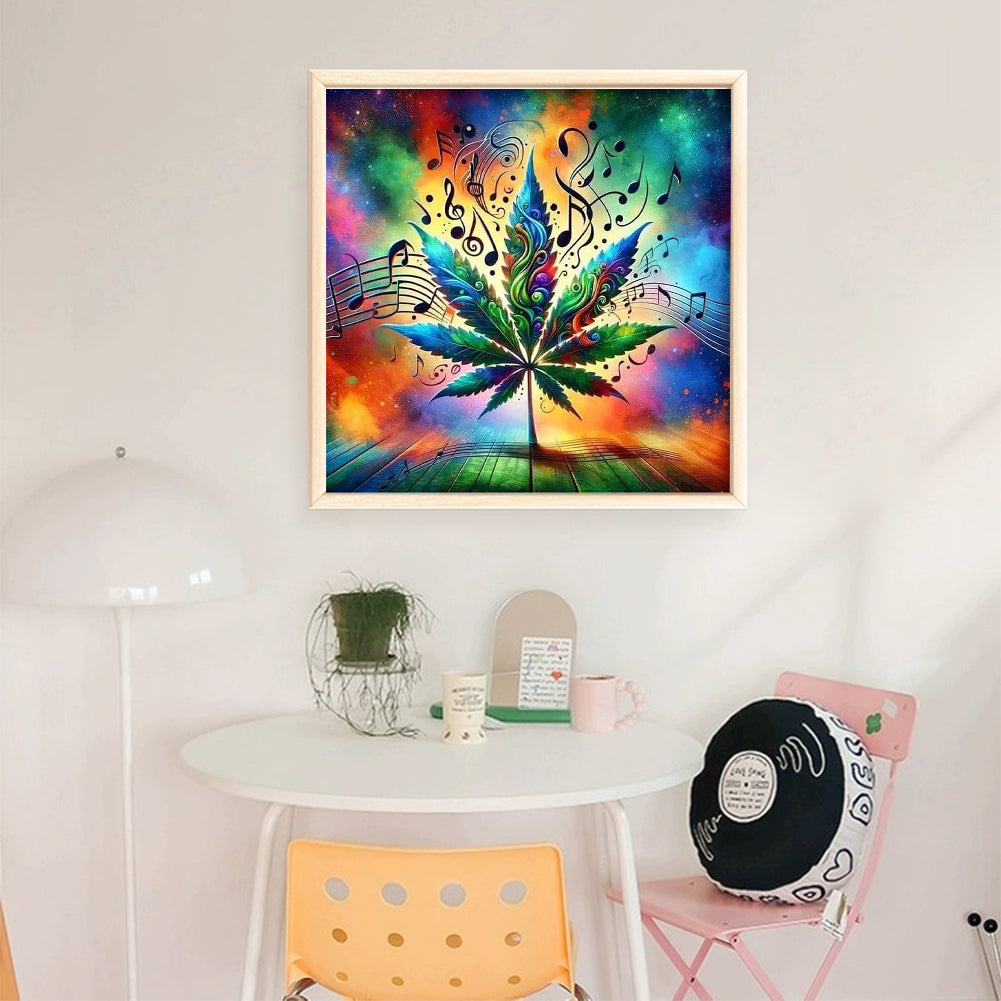 Music Maple Leaf - 11CT Stamped Cross Stitch 45*45CM