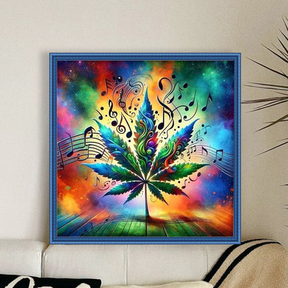 Music Maple Leaf - 11CT Stamped Cross Stitch 45*45CM