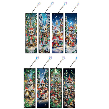 8Pcs Christmas Themed DIY Diamond Painting Bookmark for Reading Enthusiasts
