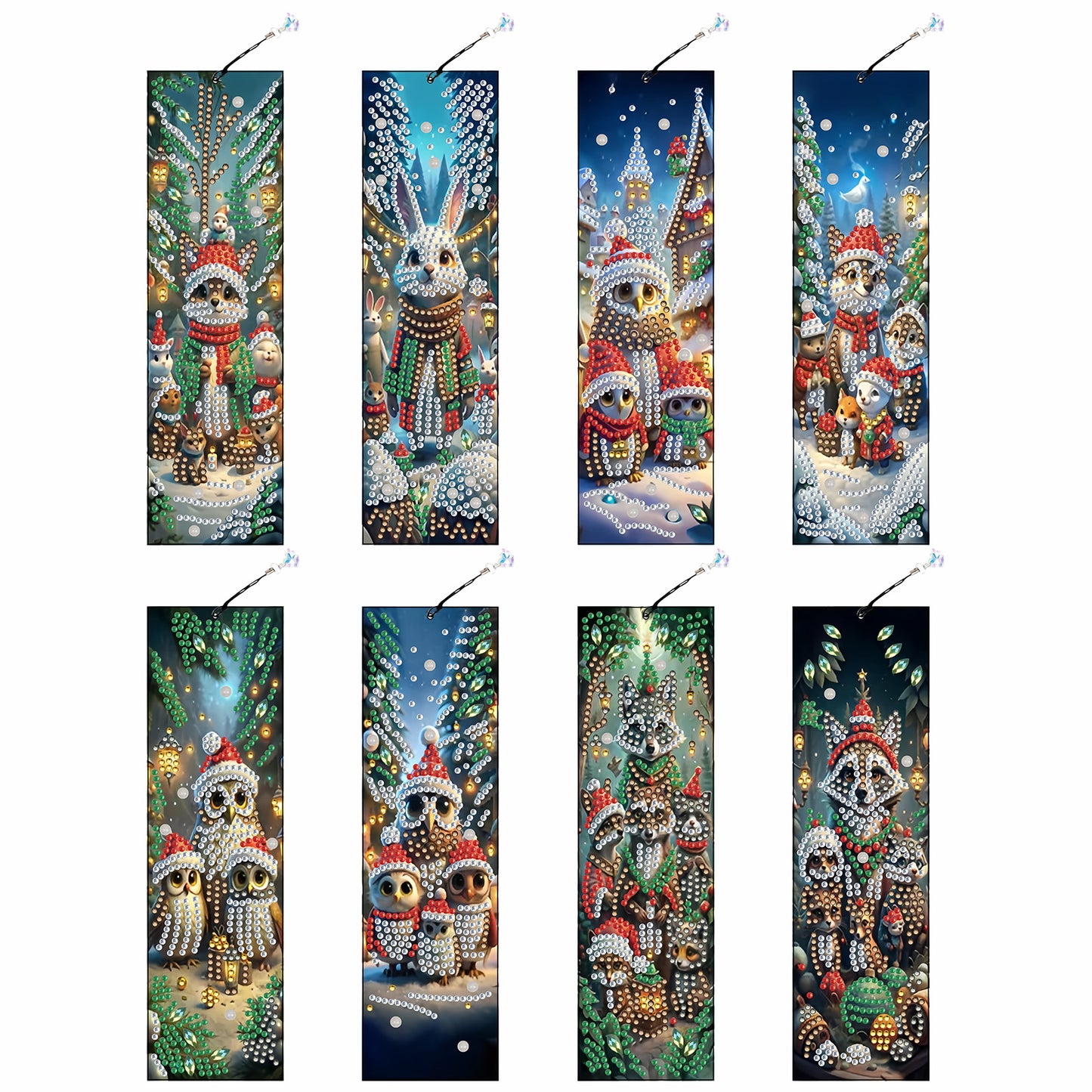 8Pcs Christmas Themed DIY Diamond Painting Bookmark for Reading Enthusiasts