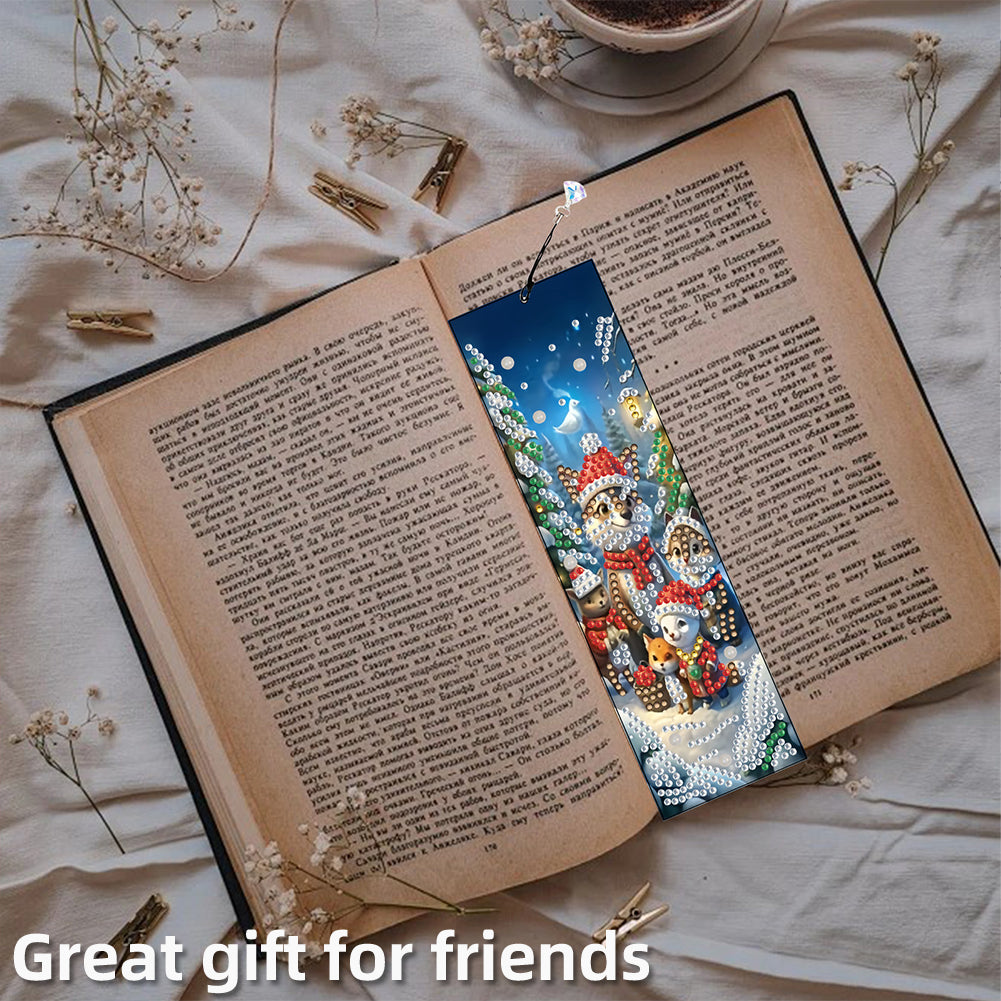 8Pcs Christmas Themed DIY Diamond Painting Bookmark for Reading Enthusiasts