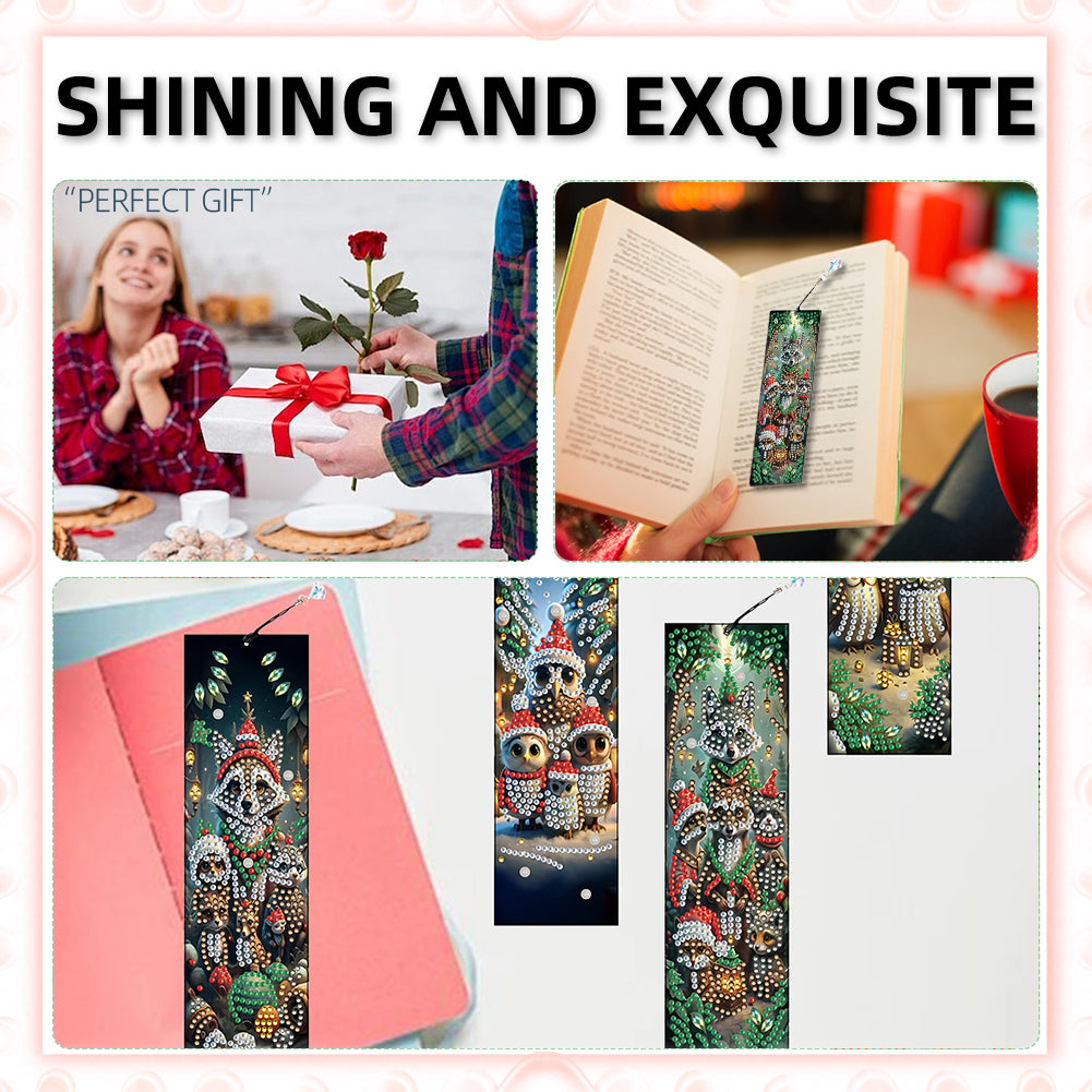 8Pcs Christmas Themed DIY Diamond Painting Bookmark for Reading Enthusiasts