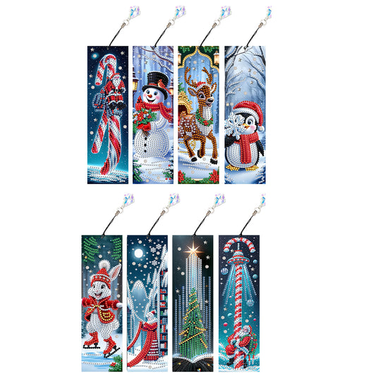 8Pcs Christmas Themed DIY Diamond Painting Bookmark for Reading Enthusiasts